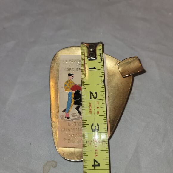 Vintage ashtray bullfight Plaza de LInares Corrida de toros 1947 metal Spain - Picture 6 of 6